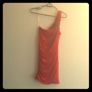 Red one shoulder dress